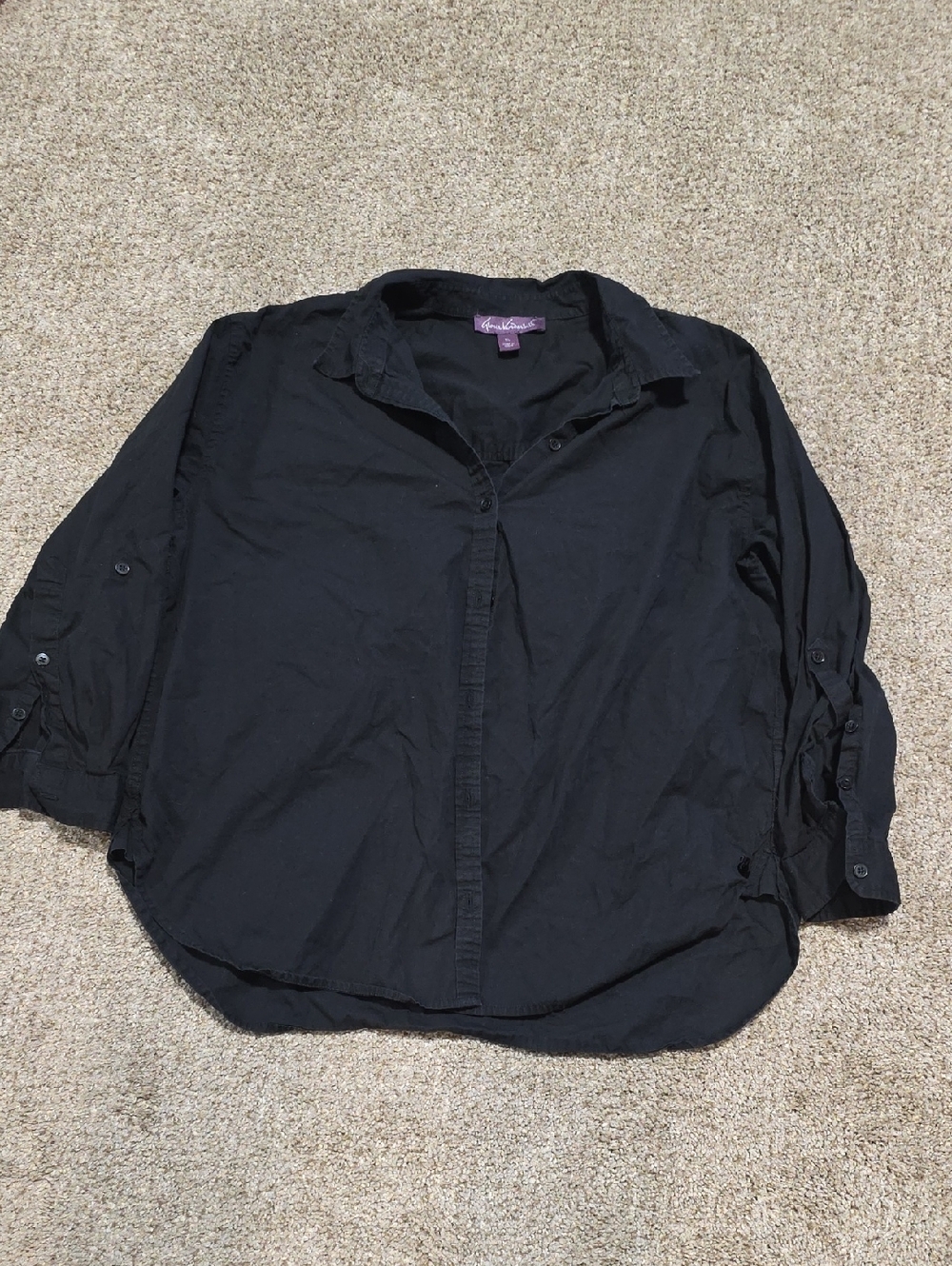Gloria Vanderbilt Black Casual Button-Down Shirt